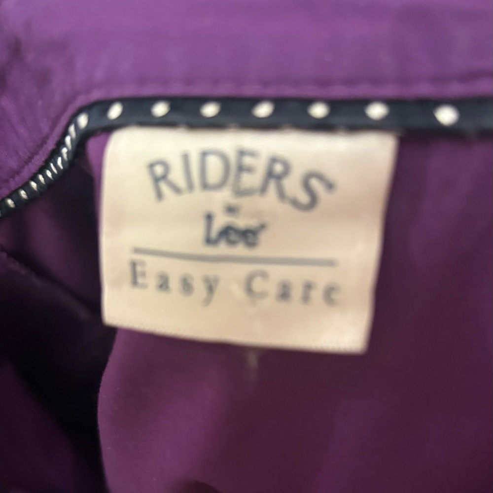 NWOT RIDERS BY LEE Women Violet Button-Down Stretch Shirt, 3/4 sleeves, XL - Picture 5 of 6